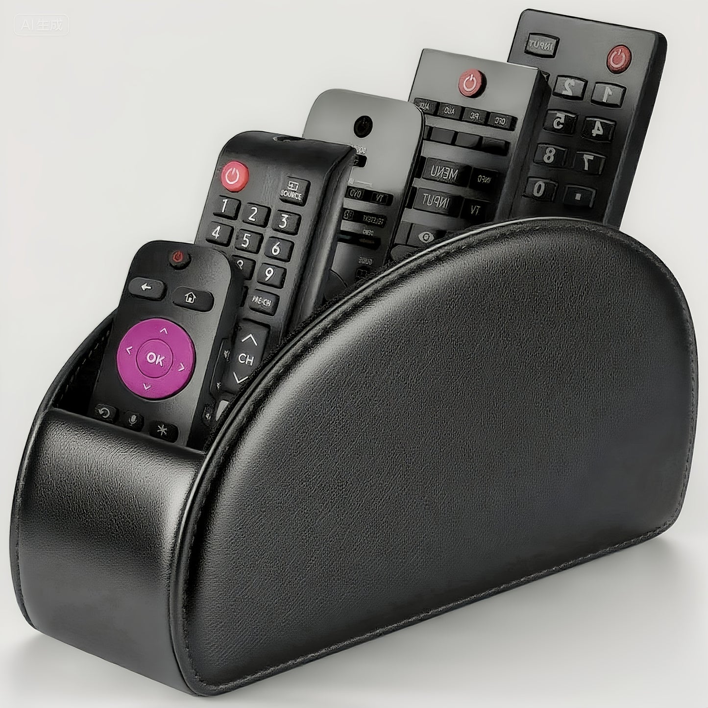 1pc Faux Leather Remote Control Holder - a Desktop Storage Box with 5 Compartments, Suitable for Organizing And Decorating Your Desk, Ideal for TV Remotes/Media Controllers/Office Supplies, a Home Open Storage Box, And a Hous
