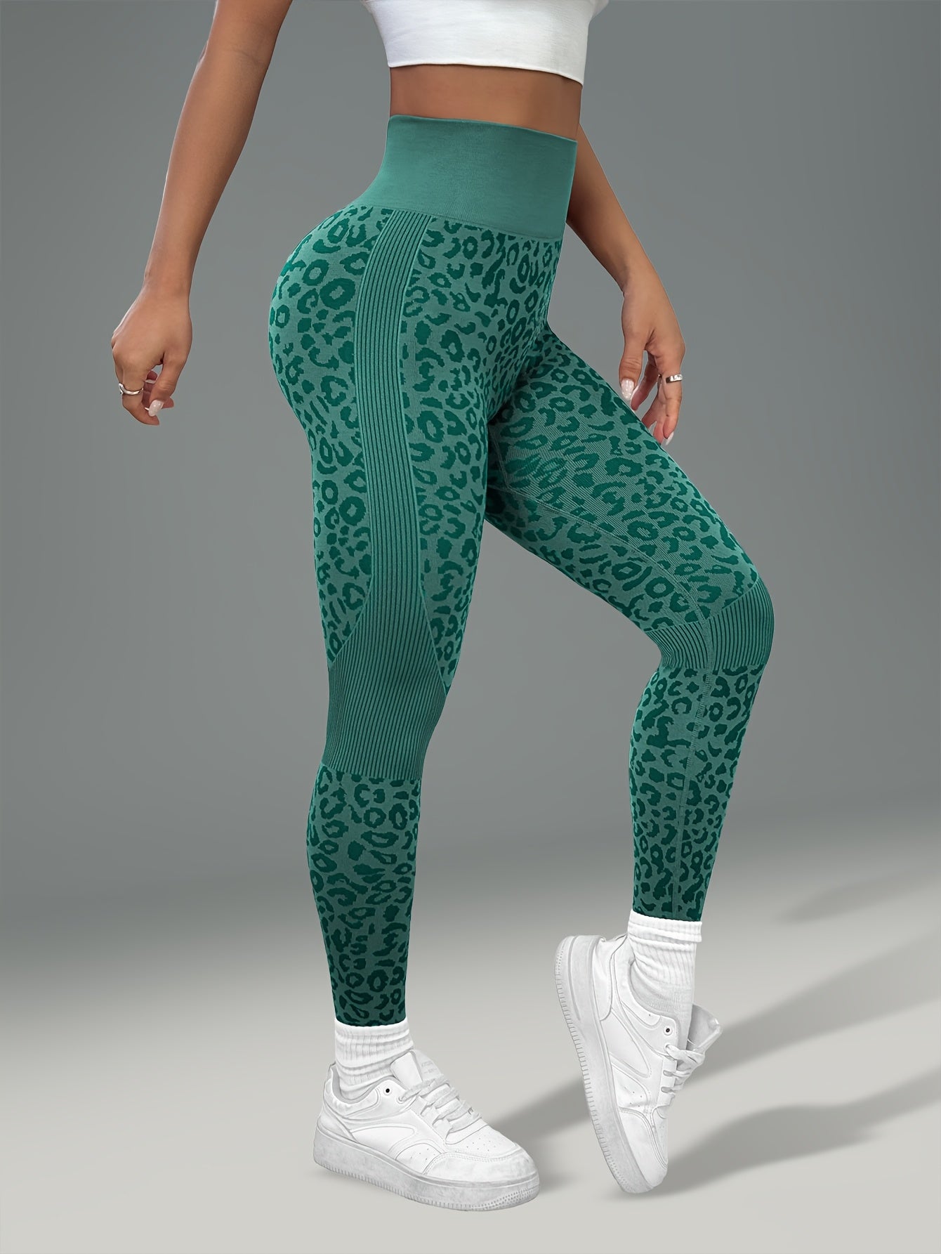 Women'S Leopard Print Yoga Pants - Non-Slip Workout Leggings with Elastic Waistband, Stretchy & Breathable Gym Pants for Yoga, Running, Casual Attire - All-Season Fitness Leggings in Pink & Leopard Print - Non-Slip Grip Activ