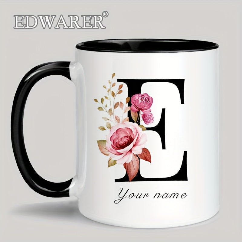1pc A-Z Letter Custom Personalized Coffee Mug, Water Cup, Photo Text Ceramic Mug 11oz, Graduation Appreciation Thank You Holiday Birthday Gifts, Valentine's Day, Christmas, Birthday, Anniversary Mug Gift, Drinkware For Restau