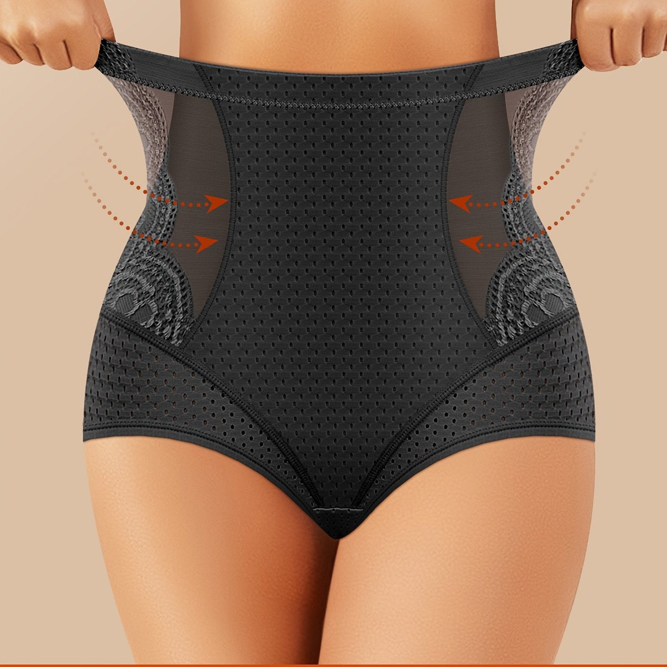 MIOTAN Women's High-Waisted Tummy Control Underwear - Tuck & Lift Butt Lifting Shaping Panties, Breathable All-Season Solid Color Triangle Briefs (No Bulk), High Elegant Everyday & Special Occasion Panties for Sensitive Beige