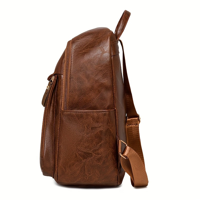Women's Stylish Backpack with Adjustable Shoulder Straps & Golden-Tone Hardware - Zipper Closure, Multiple Compartments for, Travel, Shopping, Work - Christmas Gift (Deep Brown/Green/Black)