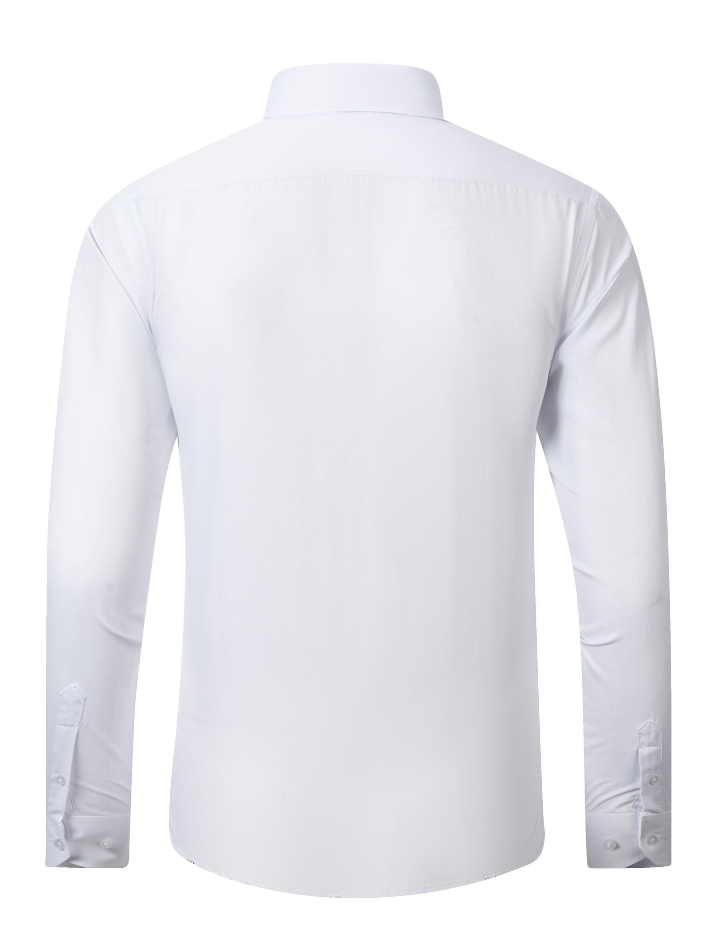 Men's Classic White Long Sleeve Dress Shirt - Business Casual, Non-Iron Polyester, Machine Washable