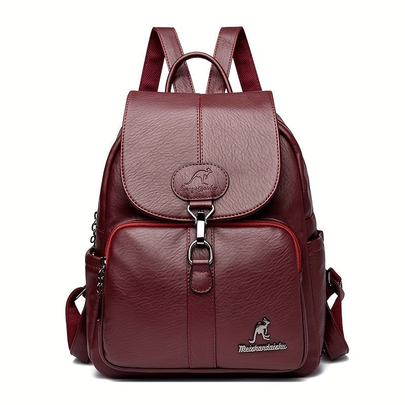 Women'S Genuine Leather Backpack - Vintage Backpack with Zipper Closure, Adjustable Shoulder Straps & Front flap pocket - Elegant Everyday & Formal Bag in, Brown, - Durable Polyester Lining for Women, Versatile Carryall, Clas