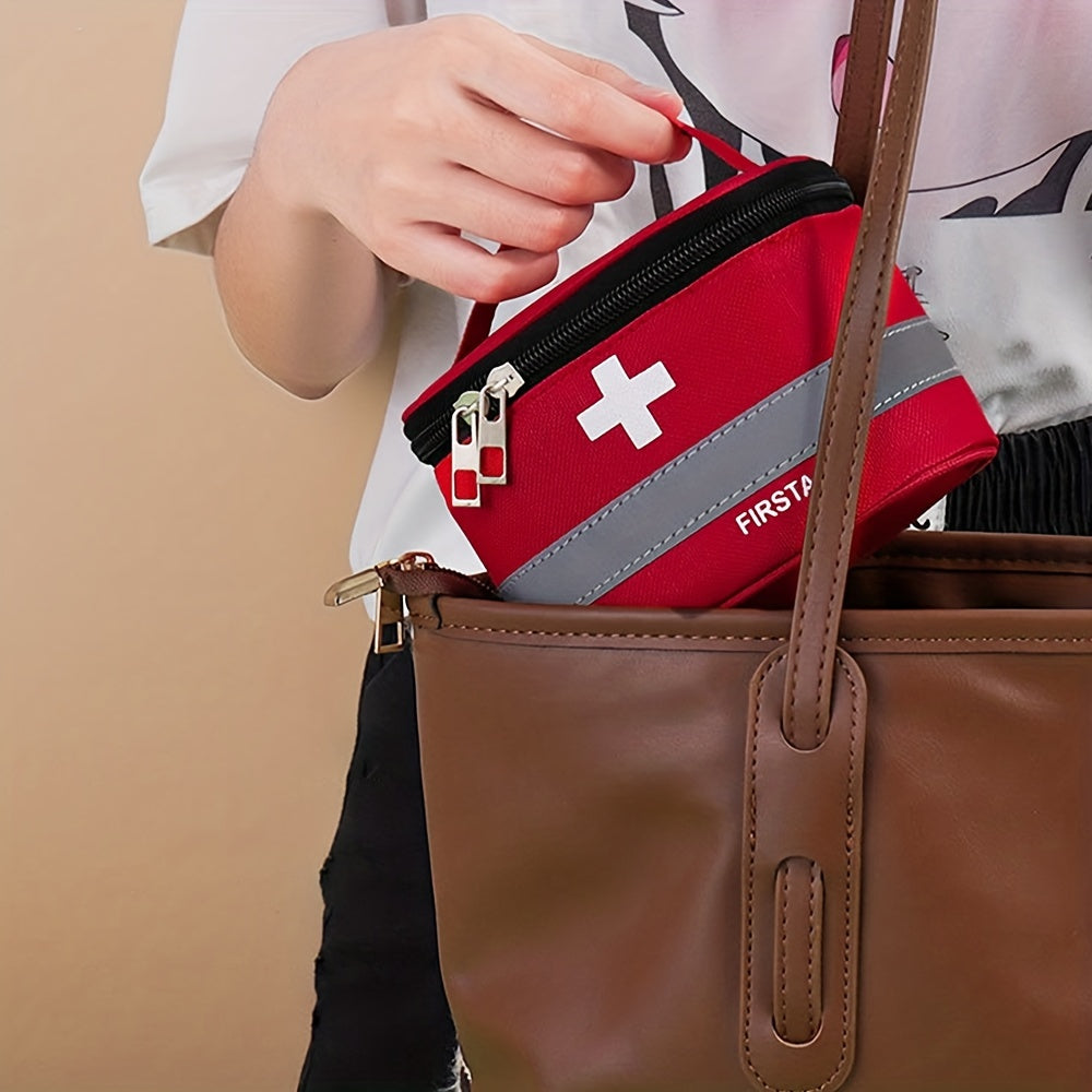 1pc Red First Aid Kit with White Cross Design - Durable Fabric, Portable Medical Bag for Travel, Outdoor, and Home Use - Includes Zipper Closure and Multiple Compartments, Outdoor Essentials|Compartmentalized Bag|Durable Fabr