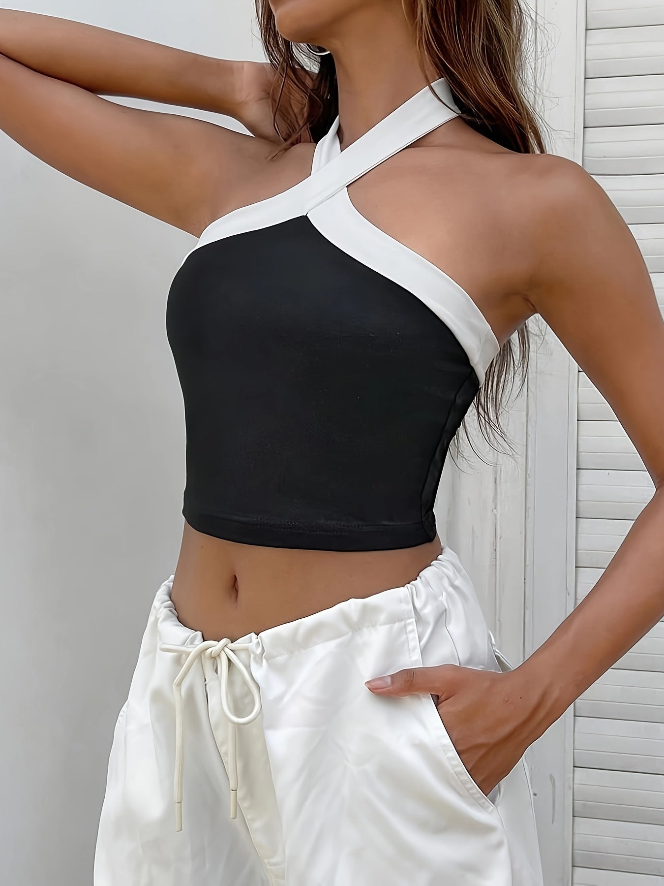 Women's Casual Polyester Blouse With Cross-Over Design, Relaxed Fit, Breathable And Soft, Perfect For Summer Outing
