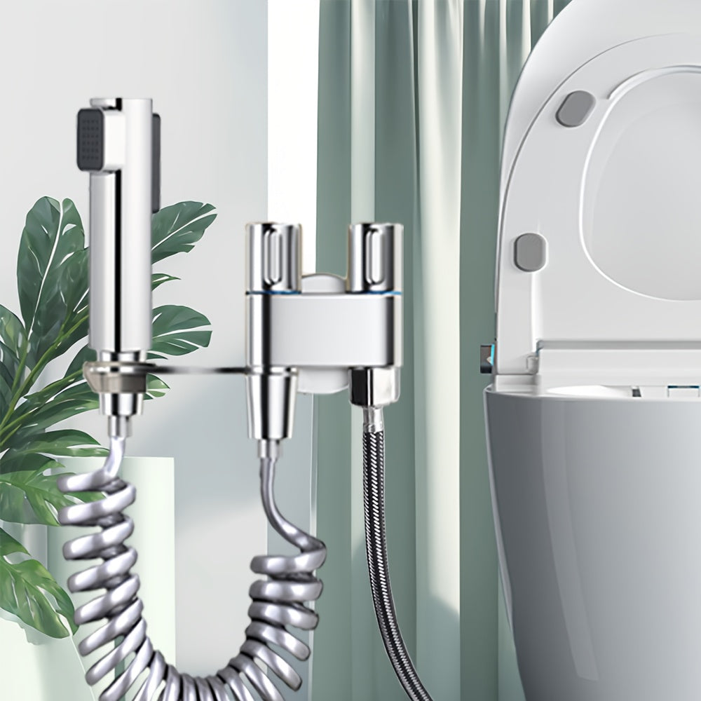 Square Dual-Mode Spray Gun with Mini Scratch-Resistant Stainless Steel Stand, Two Water Flow Options