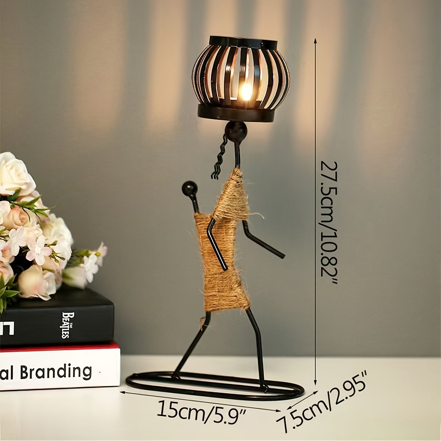 1pc Retro Iron Man Candle Holder, Creative Western Restaurant Candle Holder, Romantic Table Decoration Home Decor,Candle Holder,centerpiece,New Iron Art Candle Holder, Creative Hollow Candle Cup Table Candlelight, Western Can