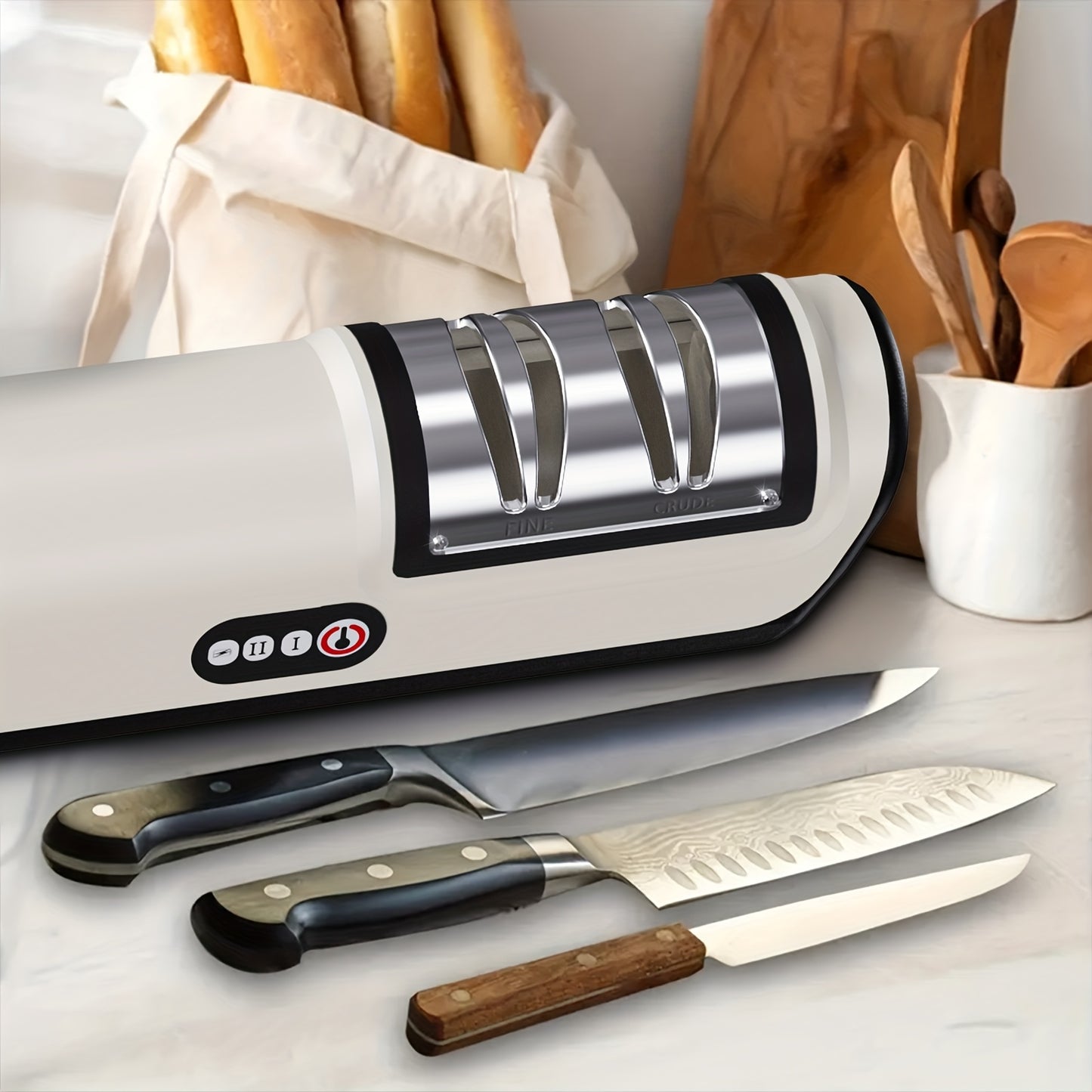 Electric Knife Sharpener - USB Rechargeable, 20° Precision Edge for Kitchen & Pocket Knives | Fast Sharpening & Polishing | Compatible with Chef Knives, Santoku, Ceramic, Slicing & Paring Knives,  Compact Design, Highquality
