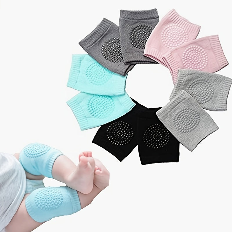 A Pair Four Seasons Fur Ring Baby Leg Protector, Elbow Toddler Crawling Baby Smiley Face Knee Brace Non-slip Socks, Adjustable Elastic Neutral, For Crawling 0-36 Months Of The Baby Girls Boys