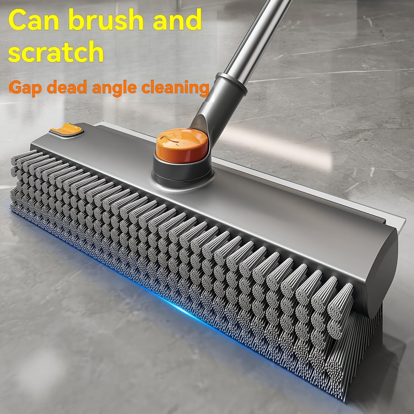 Heavy-Duty Floor Scrub Brush with Long Handle - Stainless Steel & Plastic Construction, Rotating Head for Efficient Cleaning of Floors, Carpets, Walls, Patios, Bathrooms - Durable Multi-Surface Brush for Hardwood, Tile, Linol