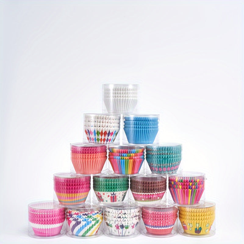 100pcs, Disposable Muffin Cups, Colorful Pattern Cupcake Cups, Greaseproof Paper Cupcake Liners, Muffin Molds, Baking Tools, Kitchen Gadgets, Kitchen Accessories