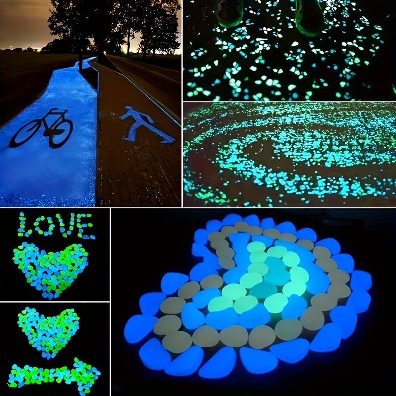 100pcs/500pcs Outdoor Luminous Miniature Pebbles, Garden Potted Mini Garden Accessories, Garden Decoration, Garden Supplies, Wedding Party Decoration, Festival Supplies, Garden Aquarium Dark Glow-in-the Dark Luminous Stone! (