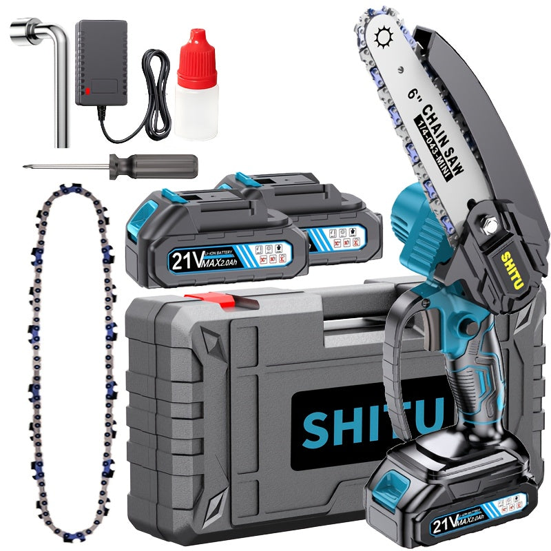 2025 new mini chainsaw wireless, lightweight and portable handheld electric tree cutting machine, equipped with splash guard, safety lock, rechargeable battery and safe trimming, can quickly cut tree branches, yards, homes an