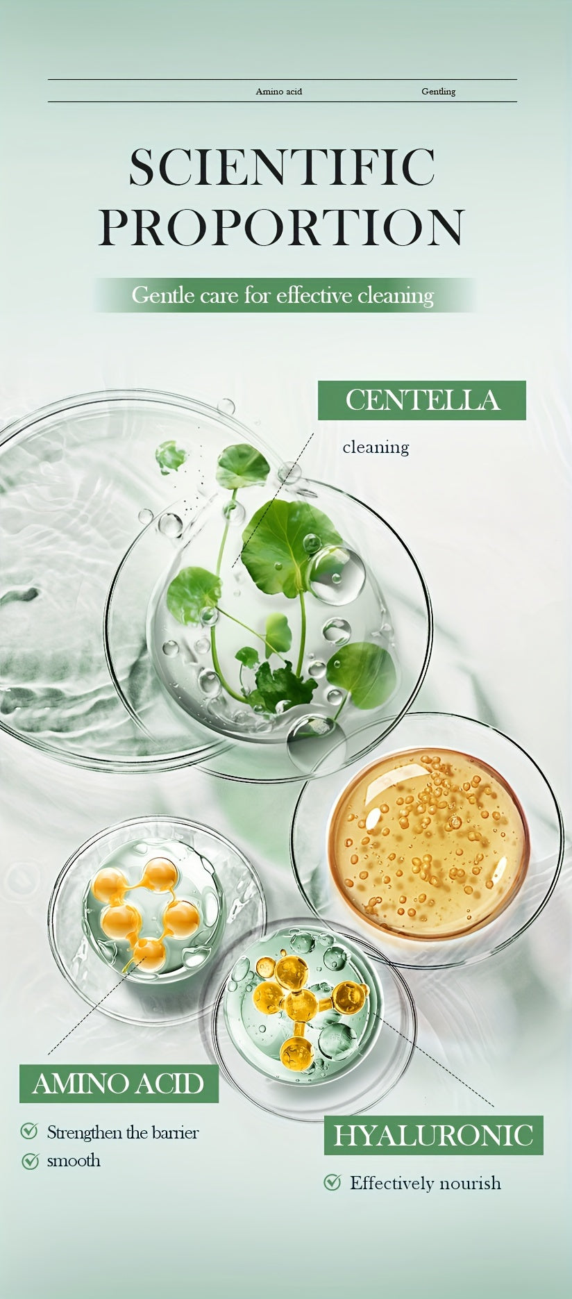 Centella Asiatica Amino Acid Facial Cleanser 100g - Gentle, Deep Cleansing & Moisturizing for Smooth, Radiant Skin | Oil Control, Hyaluronic Acid Infused, Fragrance-Free