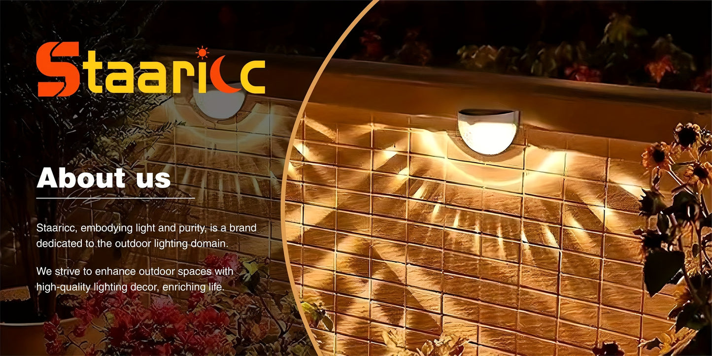 Staaricc 6/ 4/ 2pcs Solar Wall Light, Outdoor 6 LED Deck Lights, Wall Light, For Courtyard, Street, Fence, Garage, Garden Perfect Decoration