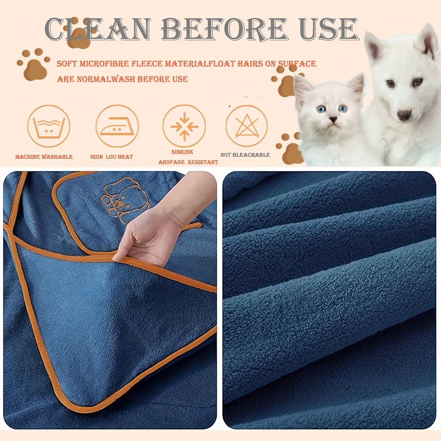 A Beautiful Pet Bath Towel for Dogs to Bathe And Swim with Soft, Thick, Super Absorbent, Easy to Dry, with Pockets And Patterns.Suitable for Medium to Large Dogs.There Are Three Color Options Available.