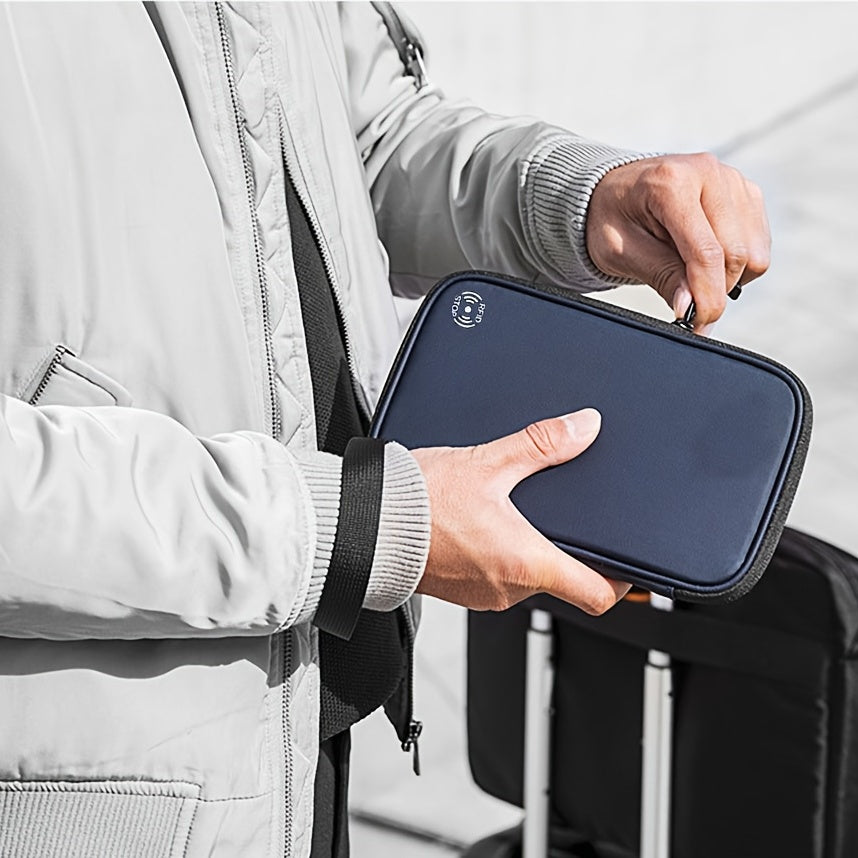1pc Family Passport Holder With A Sim Card Slot And Eject Pin, RFID Blocking Passport Wallet, Waterproof Ticket Document Organizer Bag With Chain Strap, Up To 6 Passports 9 Credit Cards