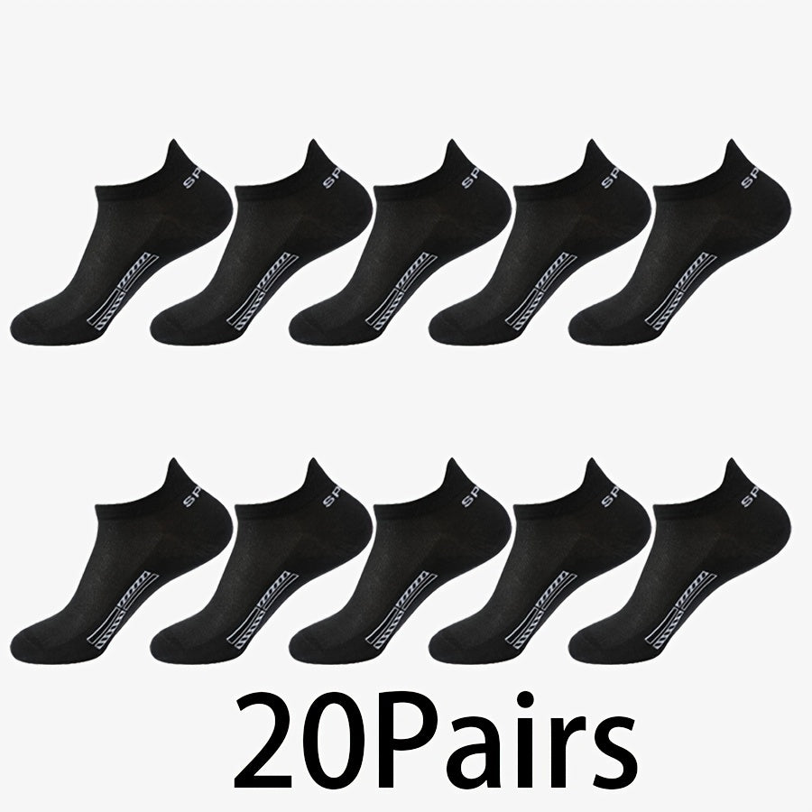 10 Pairs of Unisex No-Show Socks, Combed Cotton Breathable Mesh Casual Athletic Crew, Socks for Work, High Quality Socks for Men, Plus Size Mens Socks, Grippe Socks, Working Socks for Men, Casual Attire, Work Socks, Minimalis