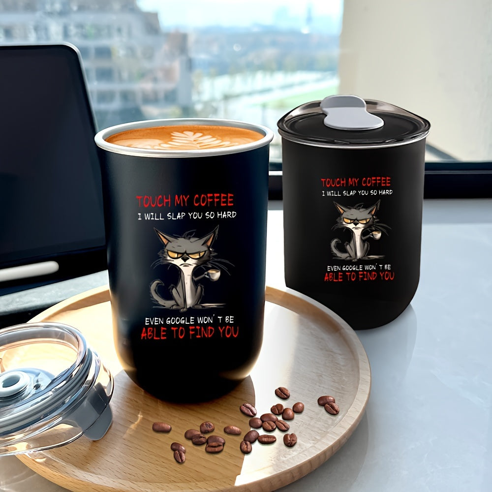 300ml Cat Lover Stainless Steel Coffee Mug, Double-Wall Insulated, Black, Hand Wash Only, Reusable, Multipurpose Use