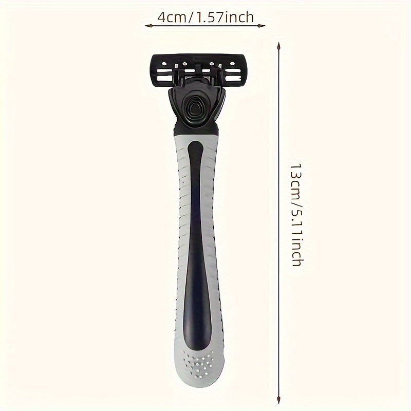 Men's Manual Razor, 6-layer Blades Razor, Non Slip Handle, Classic Men's Shaving Tools For Daily Use