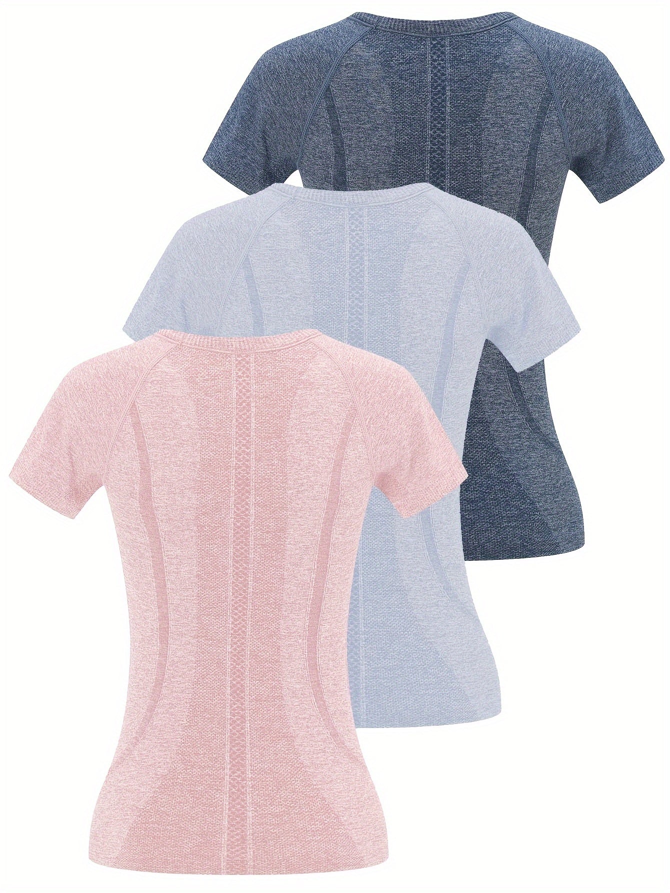 3pcs Women's Sports Fitness Running Top, Short Sleeve Quick-drying Breathable Comfortable T-shirt, Women's Clothing