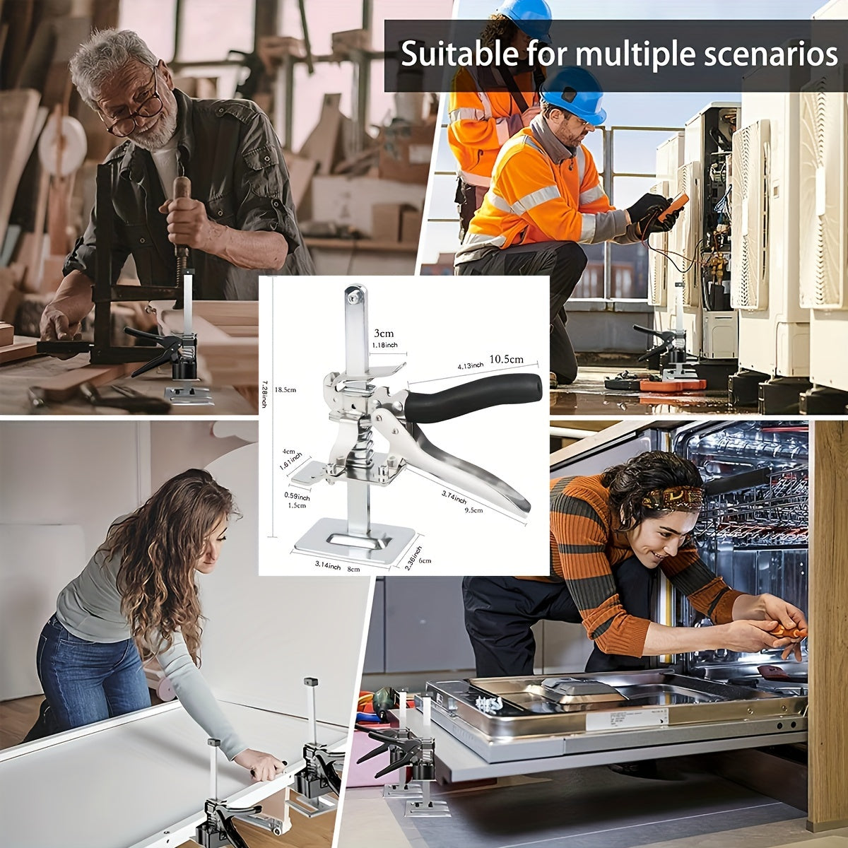 2pcs 7.5 Inch Multifunctional Furniture Lifter, Labor-saving Arm Jack, Suitable For Installing Cabinets And Door Panel Lifting, Load Capacity 220 Lbs, Manual Lifting Height 3.9 Inches