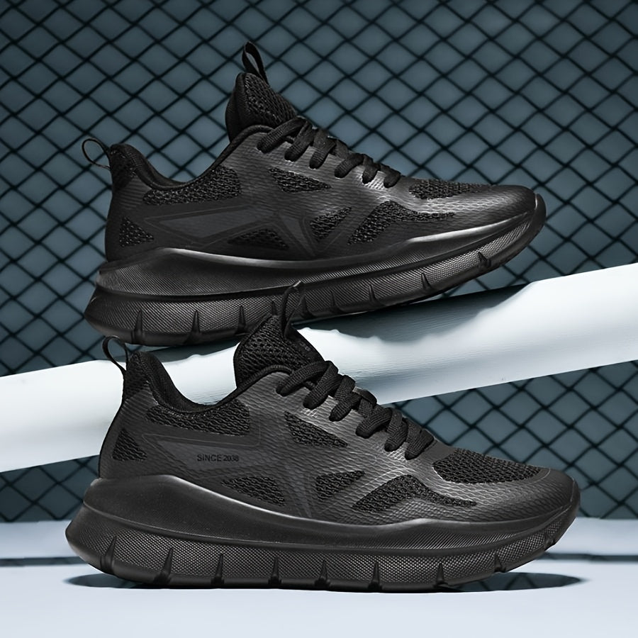 Ténis desportivos unissexo para corrida de rua, ténis casuais, respiráveis e leves de cano baixo com sola grossa para todas as estações, calçado desportivo confortável e durável para caminhadas e atividades ao ar livre - fecho com atacadores.