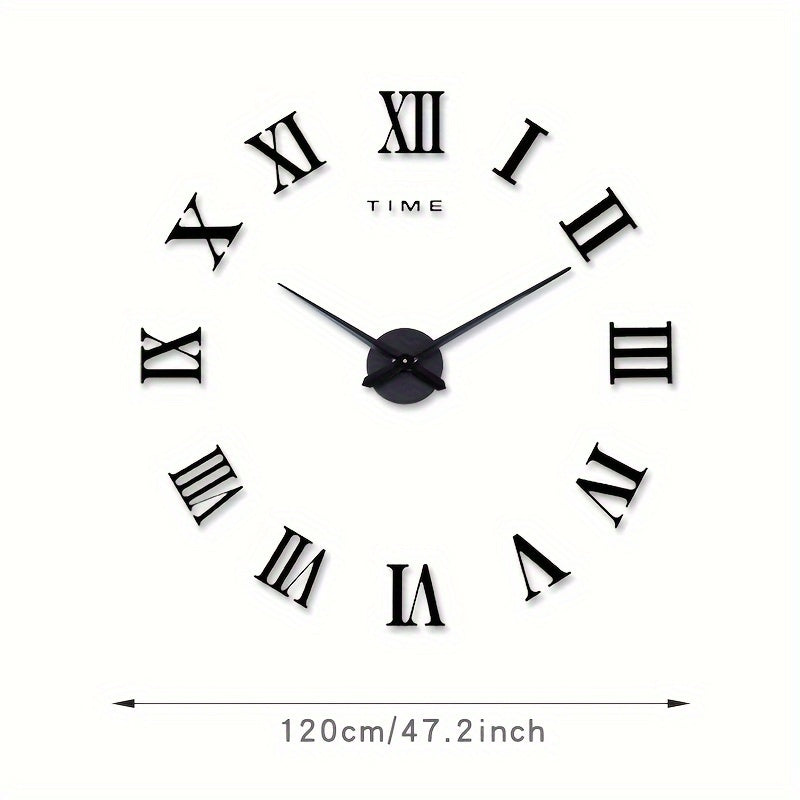 1pc Large DIY Wall Clock Kit, 3D Modern Frameless Wall Clock With Mirror Number Stickers For Home Living Room Bedroom Office Decor, Halloween Room Decor, Xmas Home Decor