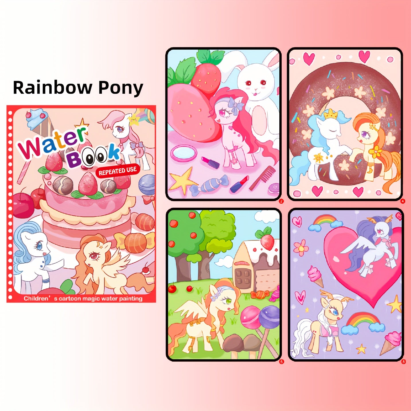 Watercolor Magic Book Toddler Reusable Painting Animal Cartoon Coloring Book Boys Girls Educational Learning Toys Gifts Christmas, Thanksgiving, New Year's Gifts Easter Gift