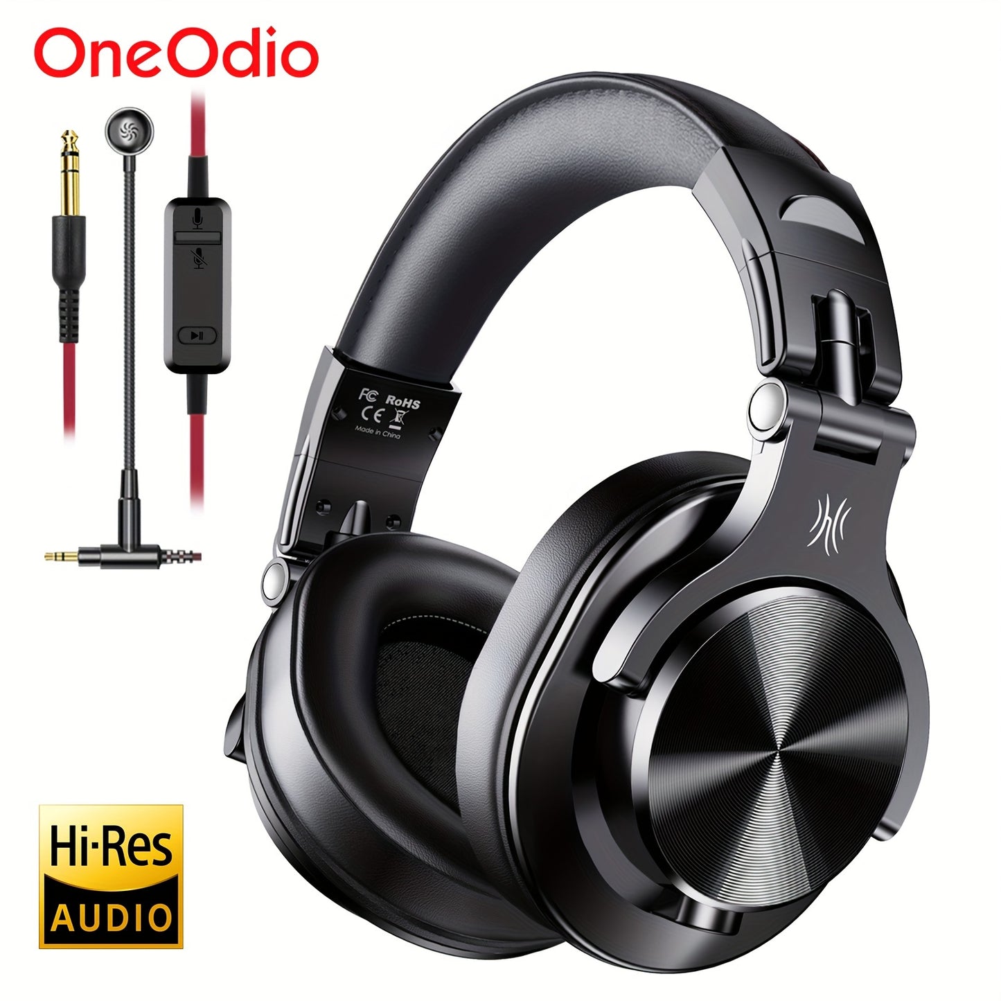 OneOdio A71m Professional Studio & Gaming Headset with Boom Mic - Over-Ear Wired Headphones, Hi-Res Audio, Noise Isolation, Compatible with PC, PS4, Xbox One, Skype, Zoom - Heavy-Duty Build, Detachable Cable, Compatible with