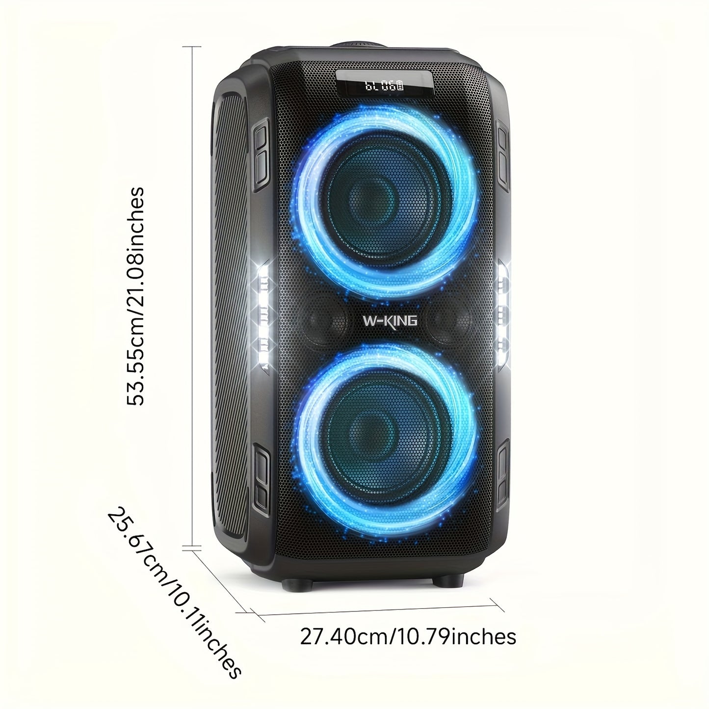 Powerful W-KING 200W peak wireless speaker with massive 120dB soundstage and DSP chip, 12-level bass adjustment, Big Party Boombox portable speaker with super deep bass, dynamic light show, 6.35mm microphone input, TF card sl