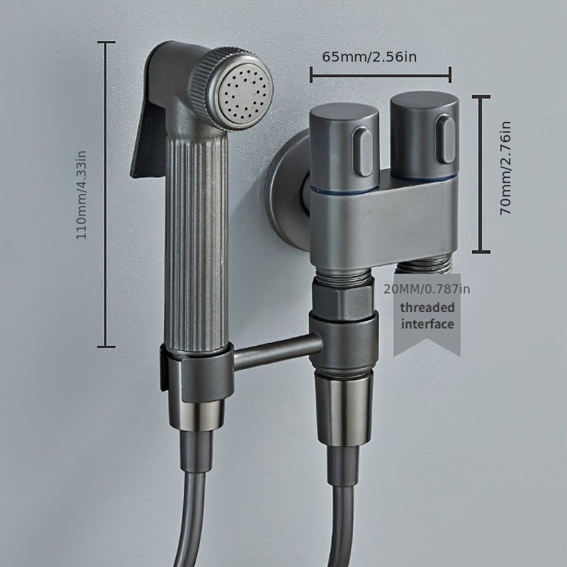 Versatile Wall-Mounted Spray Gun Set with Dual Stainless Steel Valves - Ideal for Bathroom, Pet Showers & More, Chrome Finish, Easy Installation, Fits G1/2 Hoses, Floor Cleaning Tool|Sleek Bathroom Fixture|Durable Alloy Const