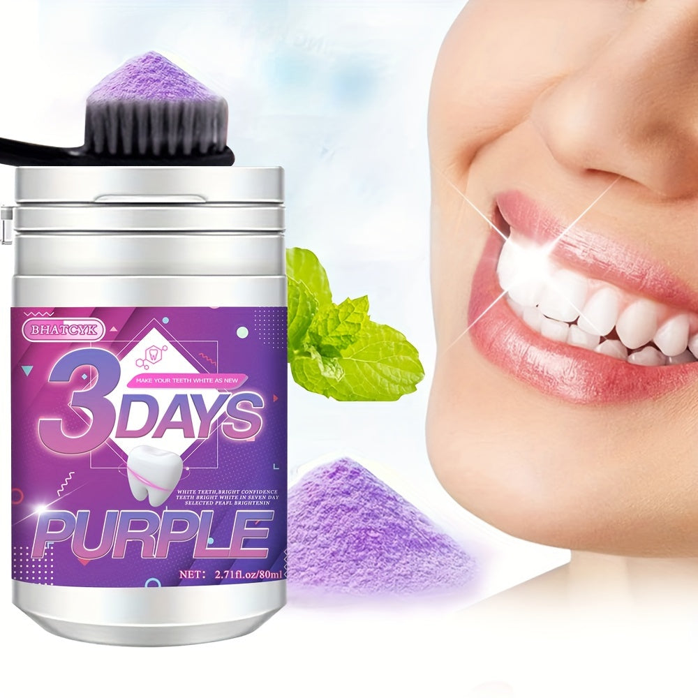 Bhatcyk Purple Teeth Whitening Powder - Deep Clean & Polish, Daily Oral Care For Fresh Breath & Deep Cleaning