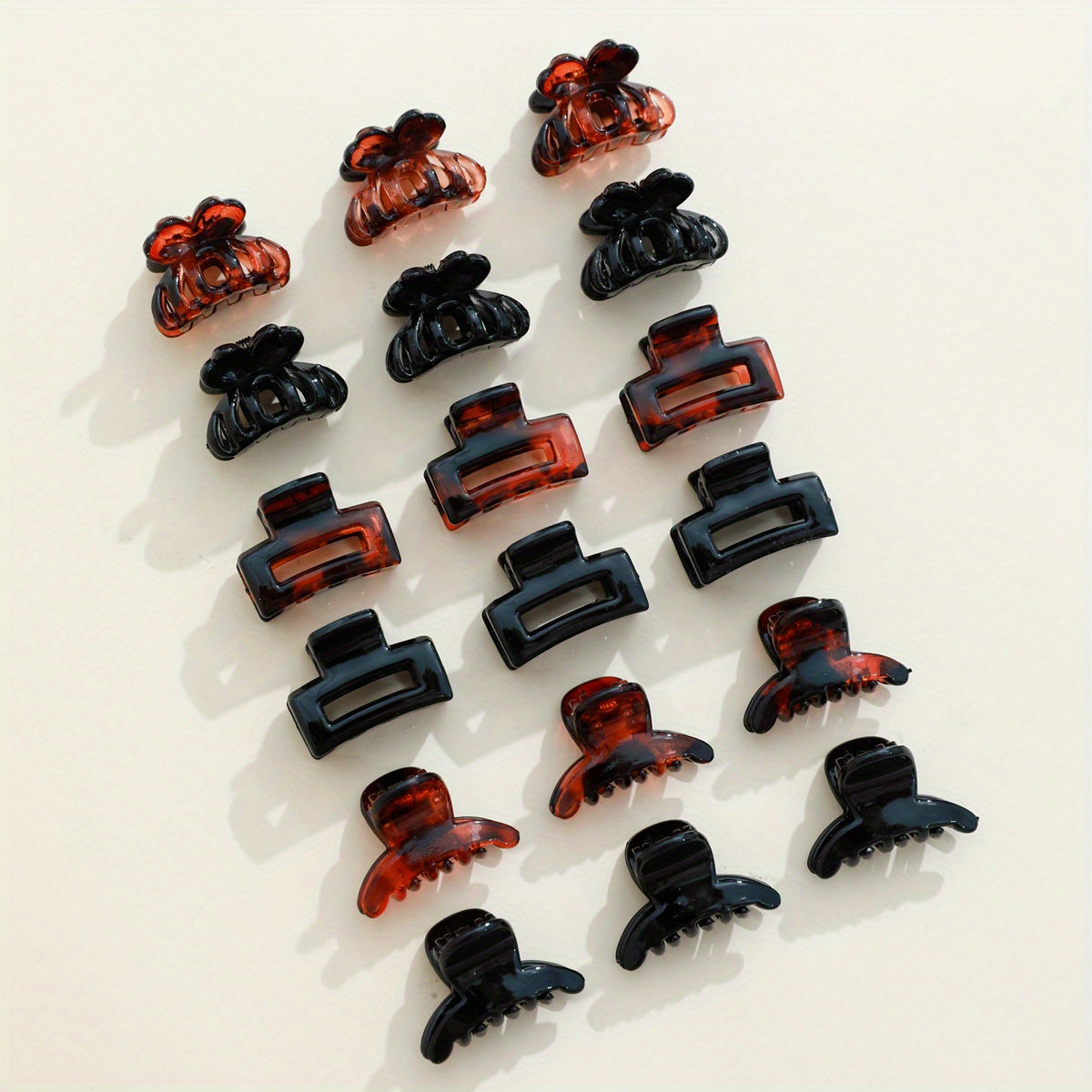 18PCS Rubber Frosted Black Square Hair Claw Mini Small Hair Clip Simple Hair Accessory Female