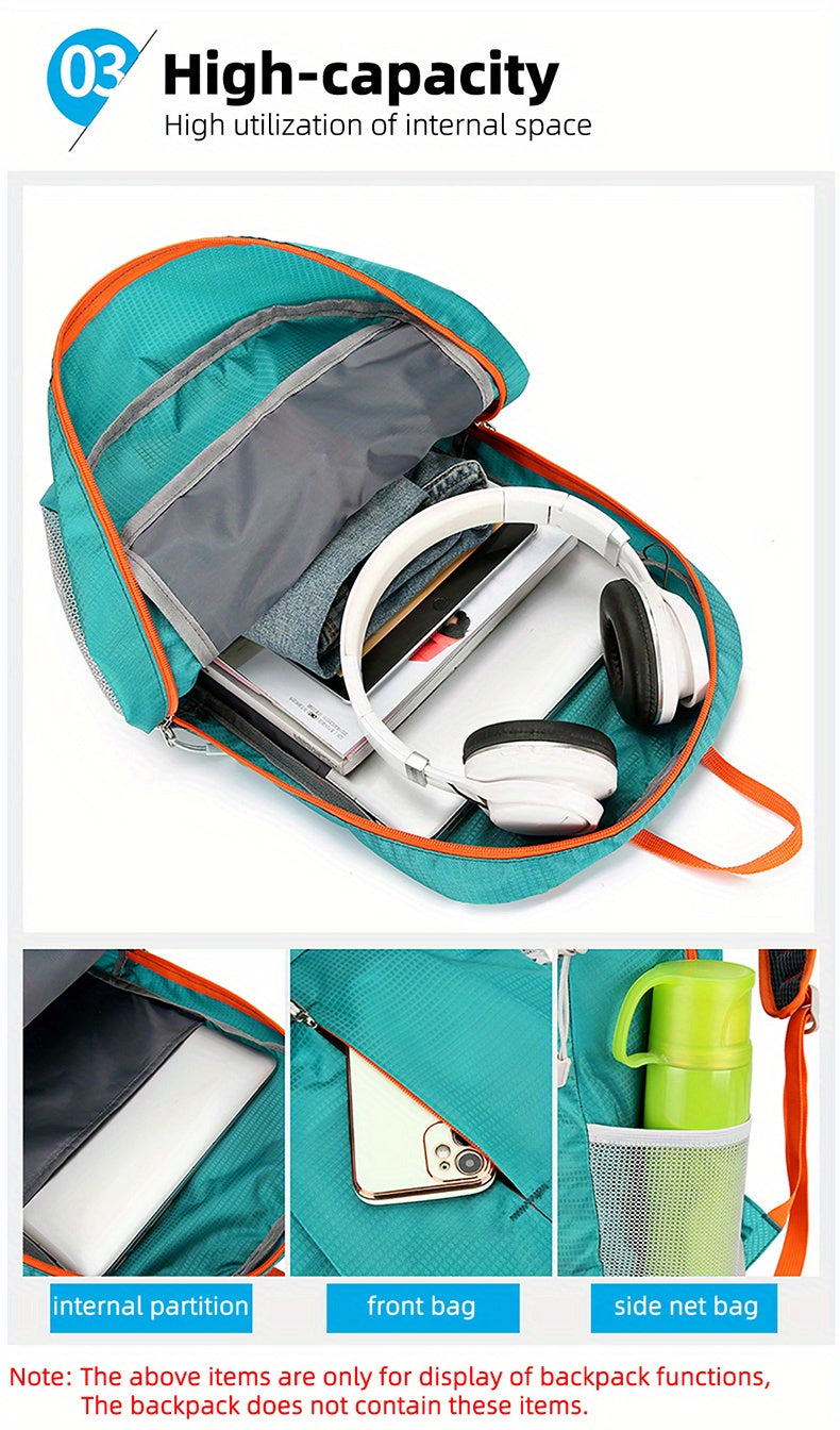 Portable Outdoor Sports Backpack, Ultralight Large Capacity Folding Backpack, Suitable For Mountaineering Hiking Cycling Travel Business Trip Commuting Fitness, Water-resistant Wear-resistant Backpack Christmas, Halloween and