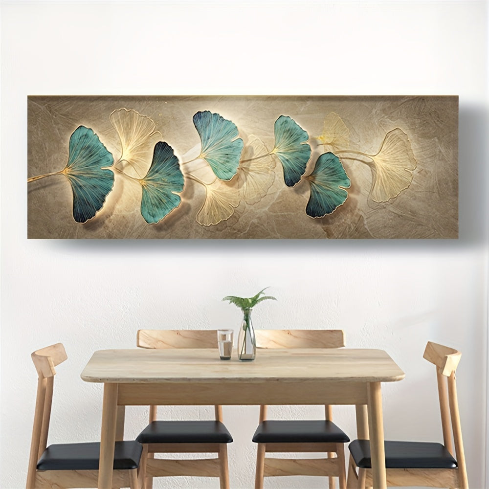 1pc HD Printed Ginkgo Biloba Leaves Canvas Decorative Painting, Light Luxury Art Print Picture, Texture Wall Art Painting For Living Room Bedroom Dining Room Restaurant Office Hotel Homestay & Home, Artwork, Home Decor, No Fr