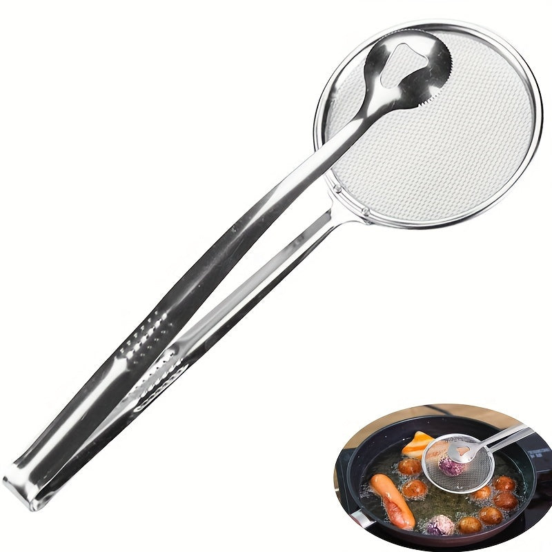 Frying oil strainer spoon Food strainer Kitchen colander stainless steel fried food strainer.Kitchen food filter tongs for frying food.High temperature resistant food stainless steel frying clip filter clamp kitchen tools Eid