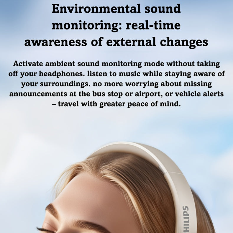 Philips Wireless Bluetooth Headphones, Over-Ear Wireless Headphones, ANC Hybrid Active Noise Cancelling Headphones, HiFi Surround Sound Over-Ear Wireless Headphones, for iPhone and Android, 80 Hours of Playtime, with Five ENC