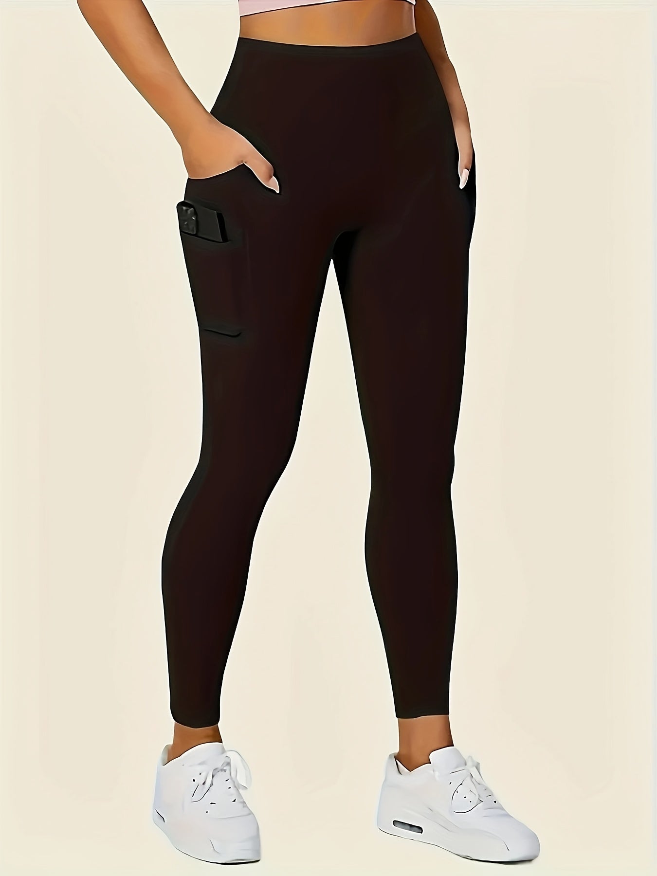 Women's High-Waisted Pants - Non-See-Through Stretchy Leggings with Fit, All-Season & Casual Pants for,, Casual Attire - Burgundy Bottoms, Trousers, Sleek Design, Supportive Waistband, Versatile, Enthusiasts