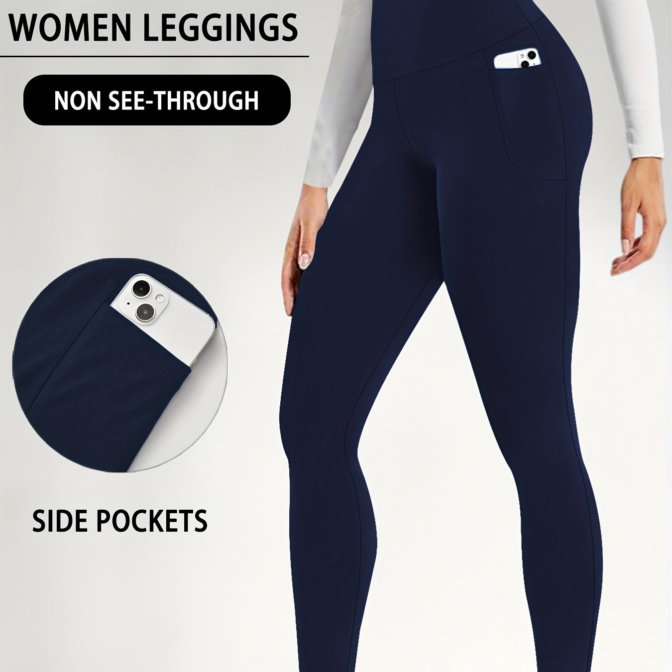 Women's High Waisted Super Soft Yoga Leggings with Pockets - Tummy Control, Stretchy Workout & Running Pants, Light Pink, Machine Washable, All-Season Comfort