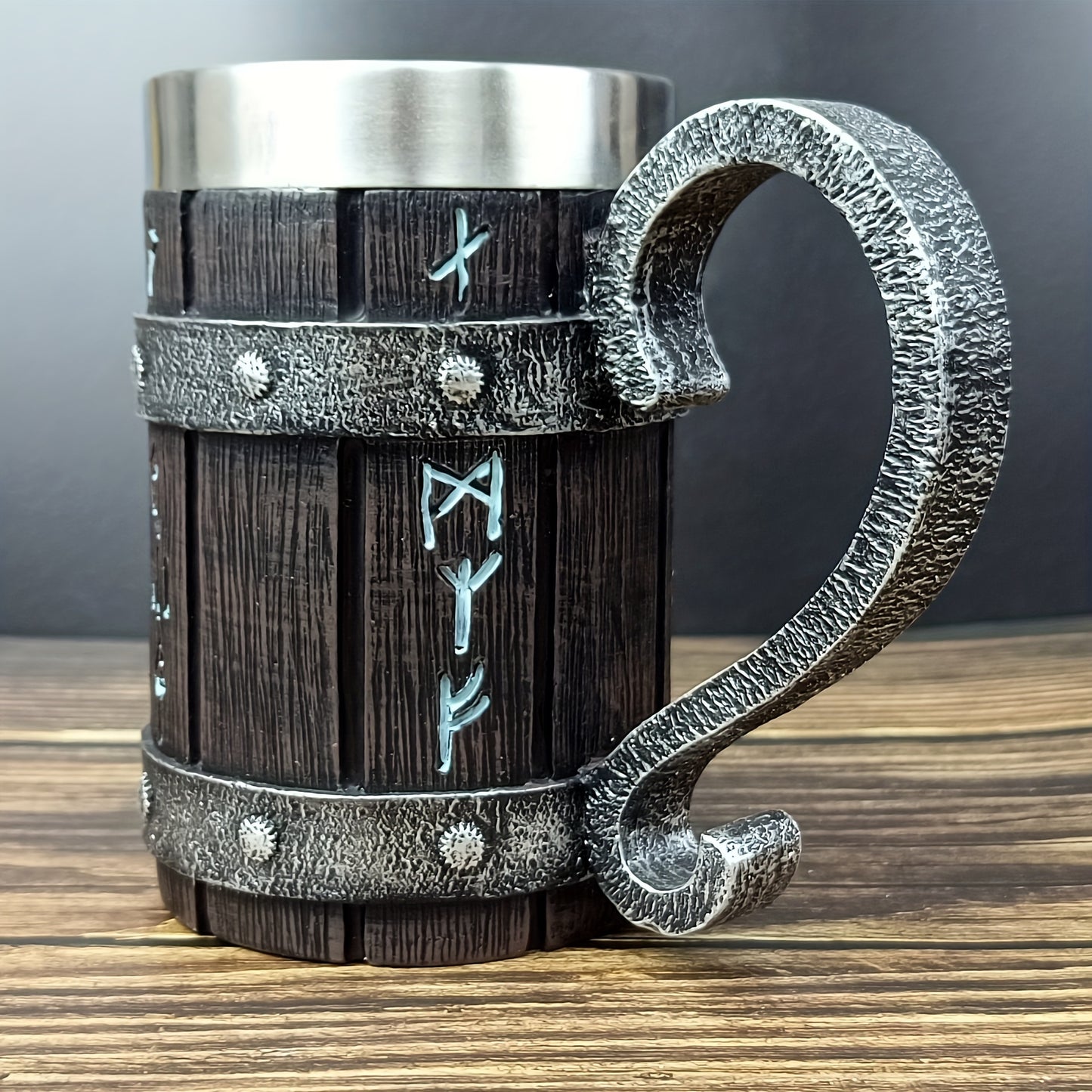 1pc Creative Barrel Cup, 20oz Stainless Steel Mug, Reusable Multipurpose Coffee Mug for Men, with Resin Crafted Double-Wall Design, for Juice Beverage Cup - Hand Wash Only