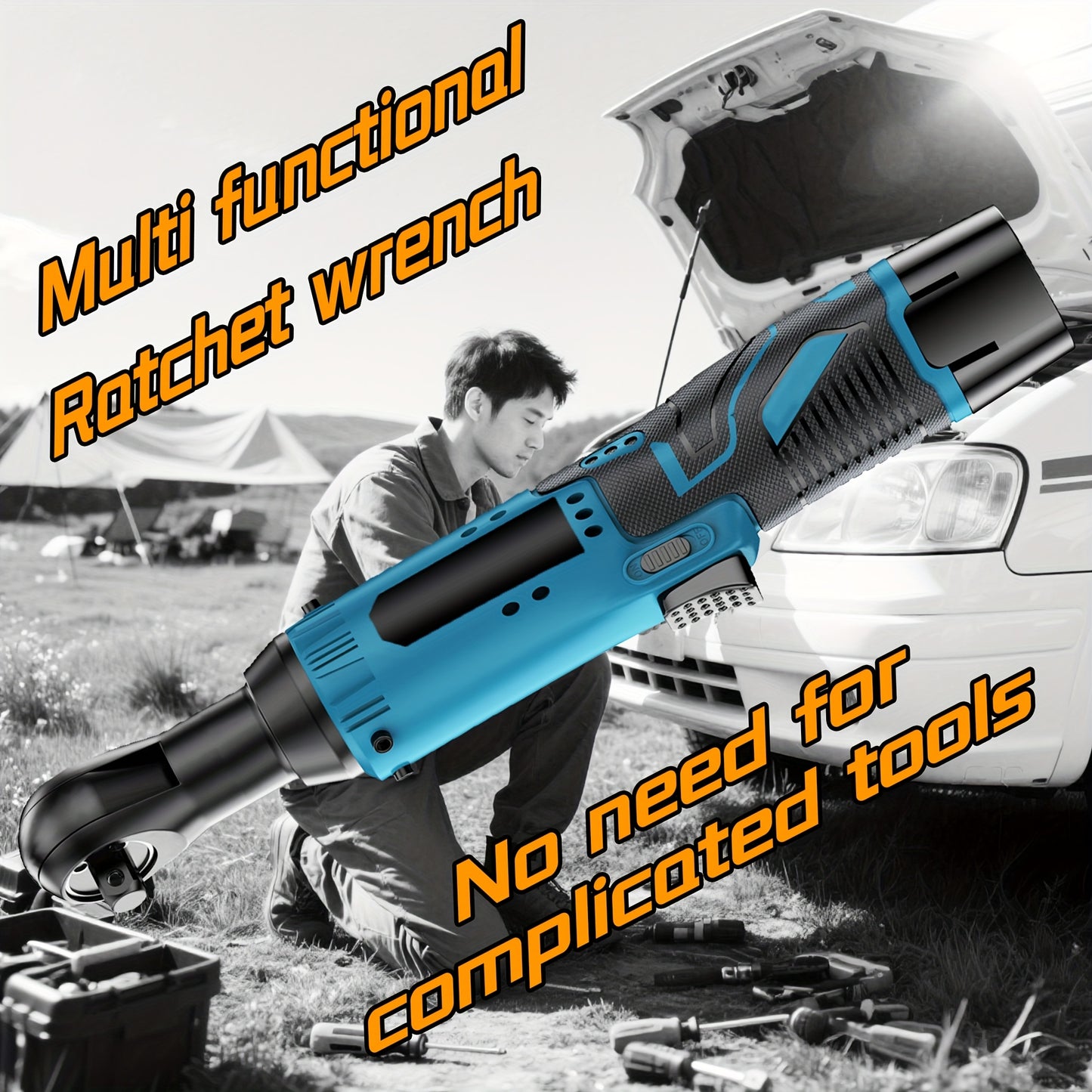 2025 New Electric Wrench, Portable Ratchet Wrench, Automotive Maintenance Angle Crane Installation Tool, Effort-Saving Quick-Release Wrench for Home Renovation, Ergonomic Socket Design, Featuring Adjustable-Speed Trigger, Ide