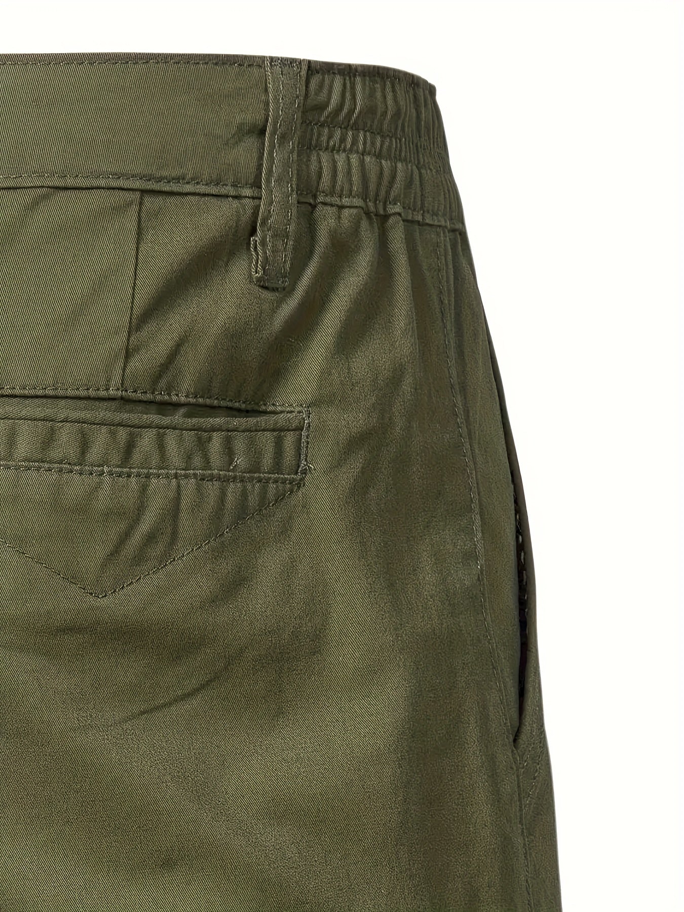 Men'S Classic Solid Color Polyester Short Pants, Casual Golf Wear, Mid Waist, Regular Fit, Slight Stretch Fabric, with Pocket