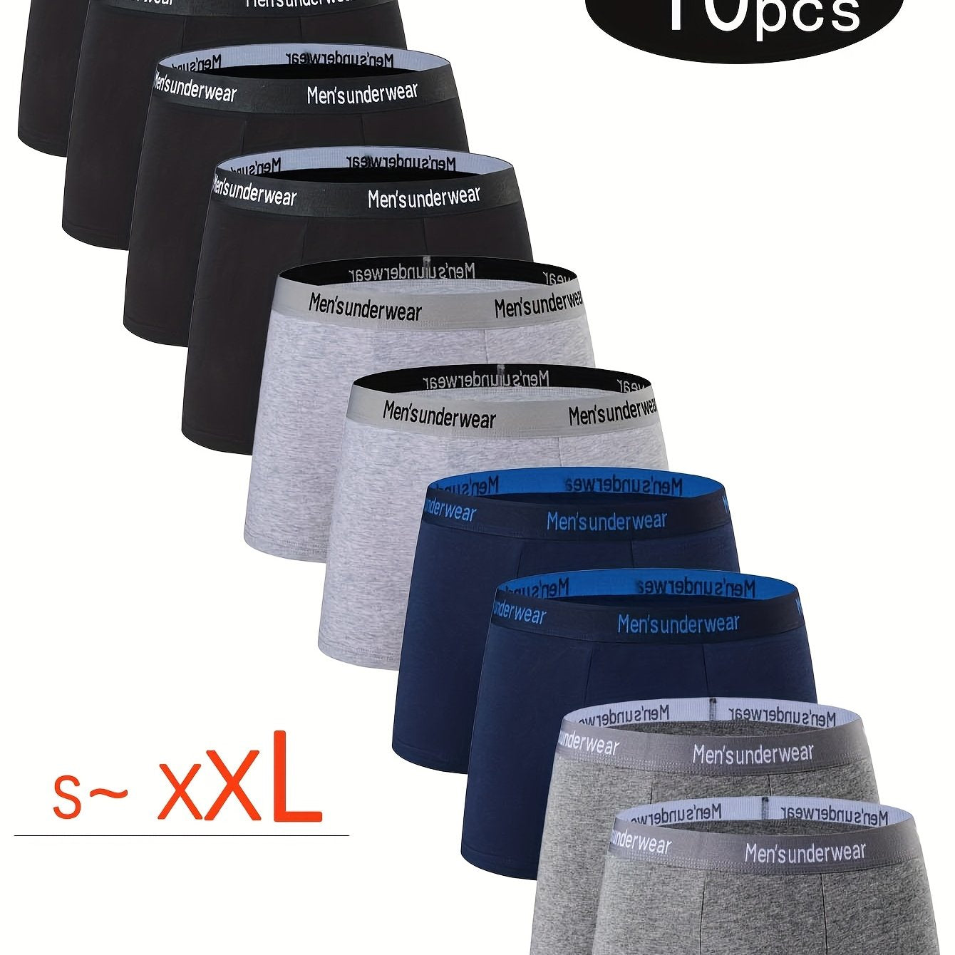 10pcs Men's Cotton Underwear, Casual Boxer Briefs, Breathable Comfort Stretch Sports Short Pants, Underwear for Men Boxers, Boxer Shorts for Men Personalised Gifts, Leisure Underwear, Casual Wear, Snug Fit, Stretchable Fabric