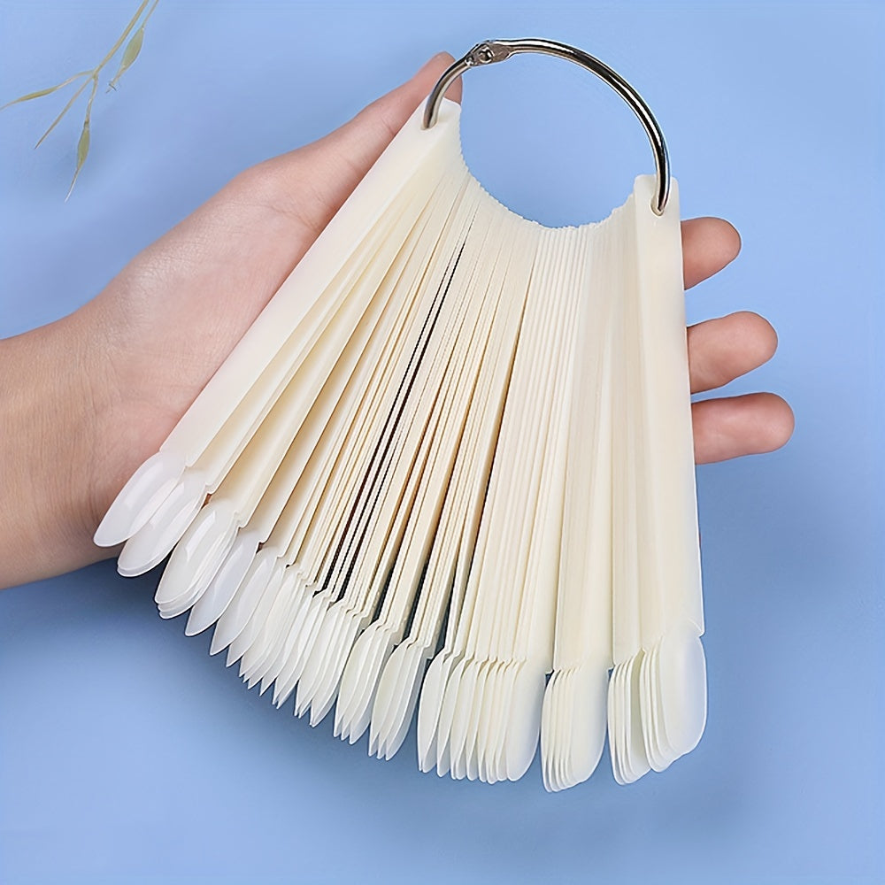 50Pcs Nail Display Tips Clear Nail Swatches Tips For Display Nail Samples Gel Polish Palette Color Chart Manicure Practicing Tools