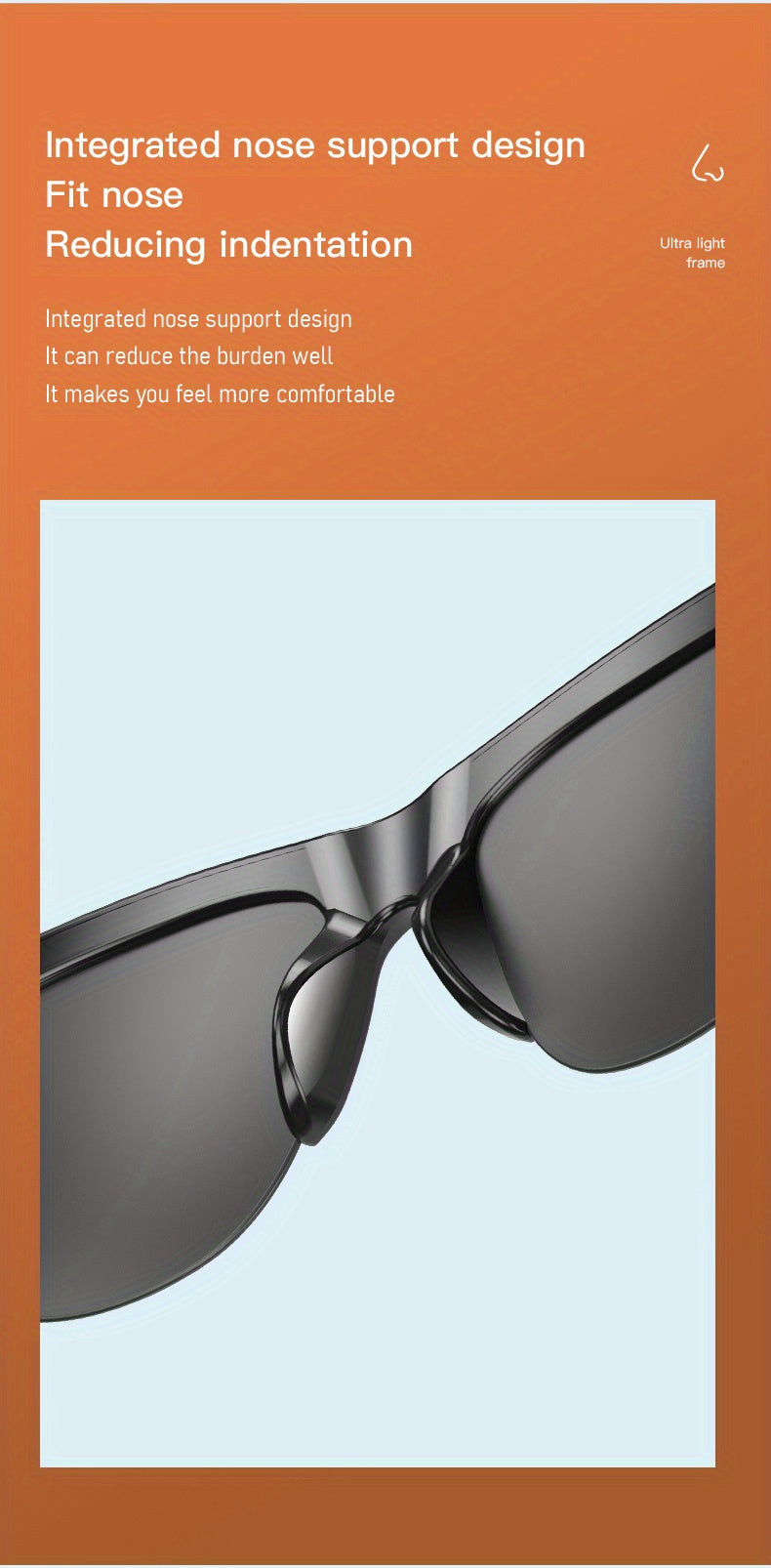Smart Wireless 5.0 Sunglasses Multifunctional Glasses Wireless Call Play Music Outdoor Sports Headphones Rechargeable HIFI Sound Quality HD Lens Headphones Black Technology Unisex Touch Long Battery Life Anti-UV Lens