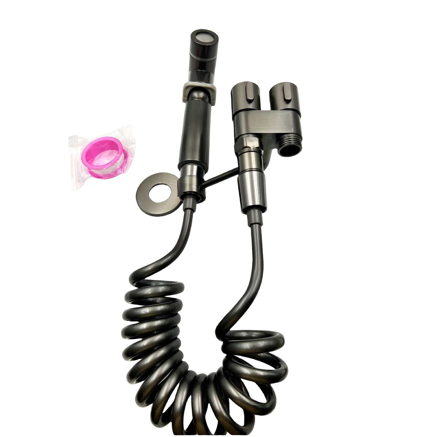 1 Wall Mount Hand Held Sitz Bath Kit, Classic Style, Brushed Finish, Comes with Spray Gun, Telescopic Phone Tube and Stand for Hygienic Toilet Training, Modern Sitz Bath System | Durable Wall Mount I toilet Spray Gun Set