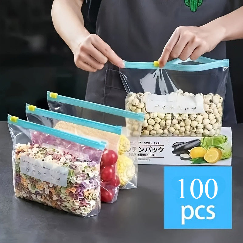 100pcs Combination Pack with Three Specifications, Zipper Fresh-Keeping Bags, Food Classification Storage Bag, Food Preservation Sealing Bag, Suitable for Fruits, Grains, Vegetables And Meat, Kitchen Storage And Storage, Kitc