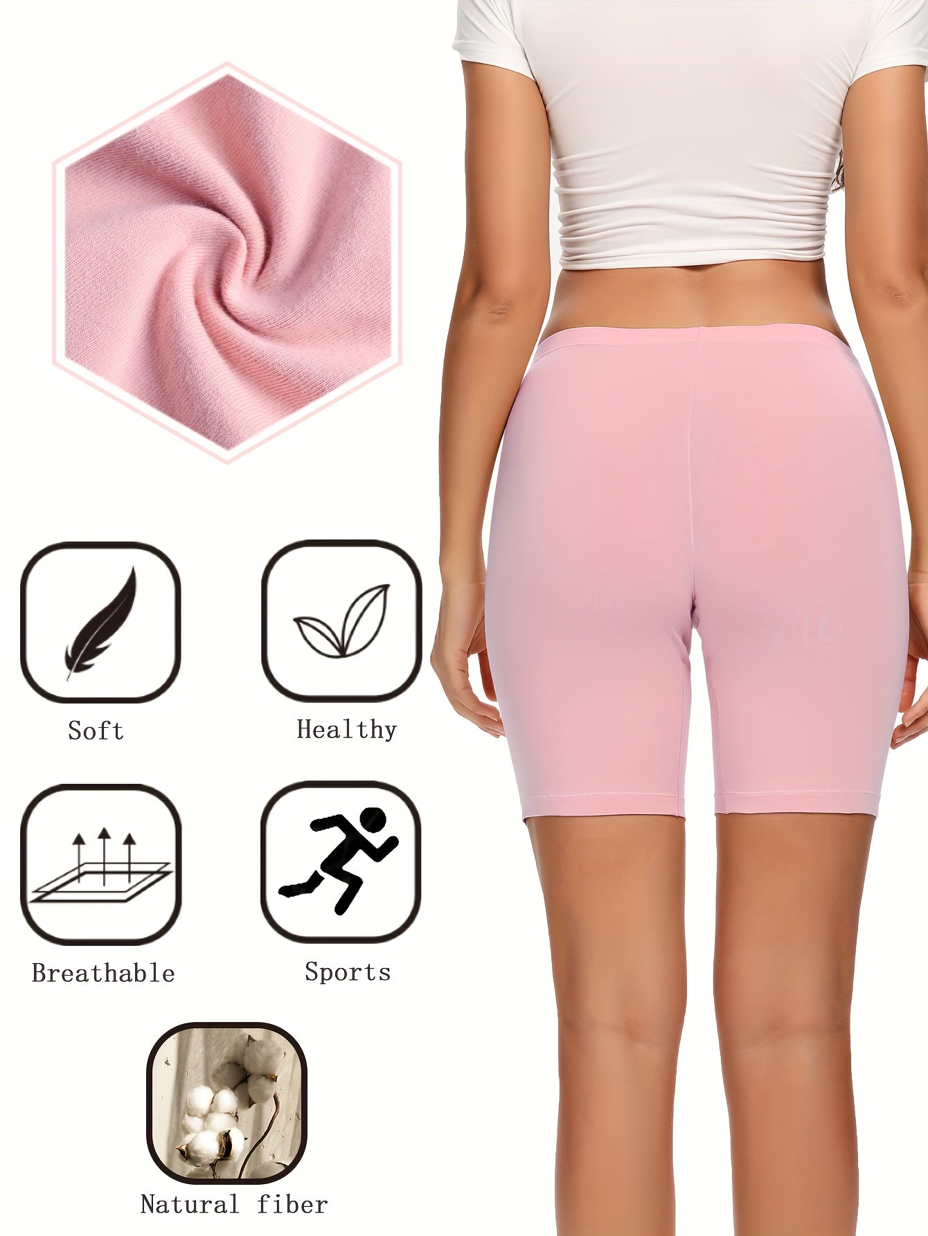 Women's Cotton Boyshorts Underwear 4-Pack - Comfortable Full Coverage Boxers, Knit Fabric, Solid Color, Simple Style, 95% Cotton 5% Spandex