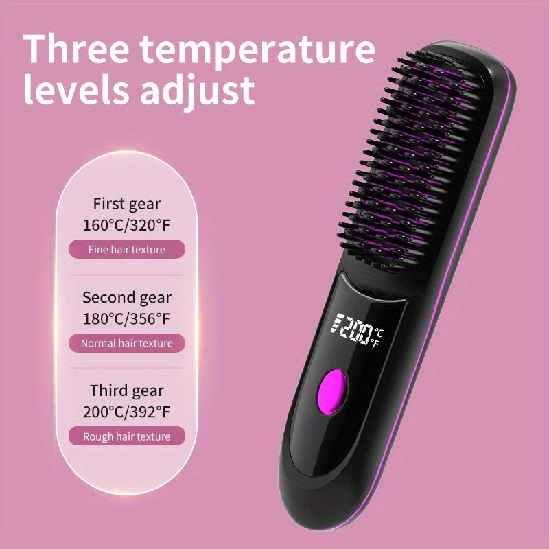 New USB-C Rechargeable Straightener, Fast & Seat Charging Modes, 20S Quick Heat, 3-Speed Temperature Control, Anti-Scald Design, 2600mAh/3200mAh Battery, 3D Tooth Comb, Ceramic Hair Protection Layer, LCD Display, Wireless Por